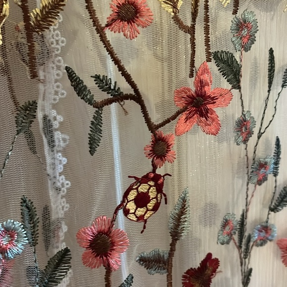 NWT-vivid-3X-embroidered flowers & ladybugs,mesh, kimono cardigan/swim cover-up. - Picture 3 of 14